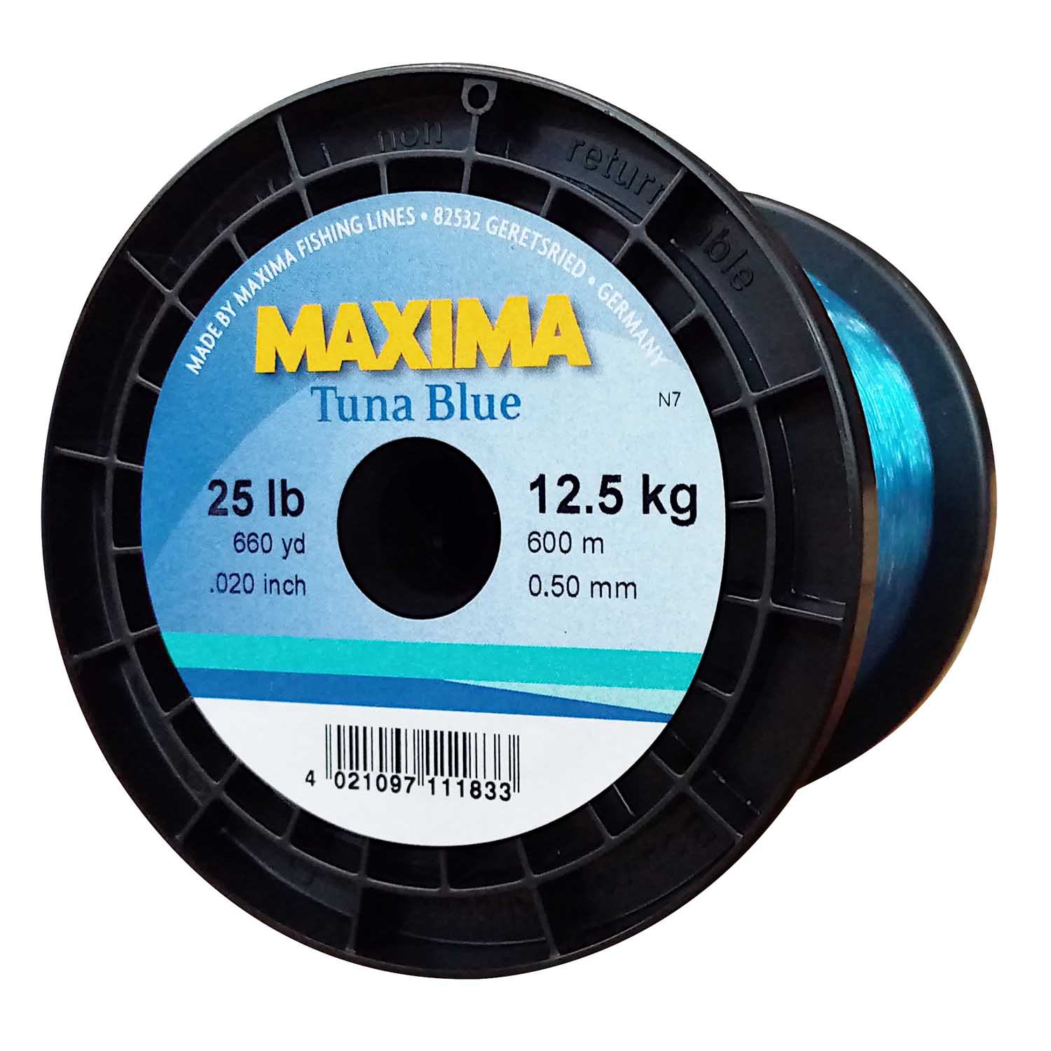 Maxima Nylon Fishing Line 12.5KG/25LB .50MM Colour Tuna Blue