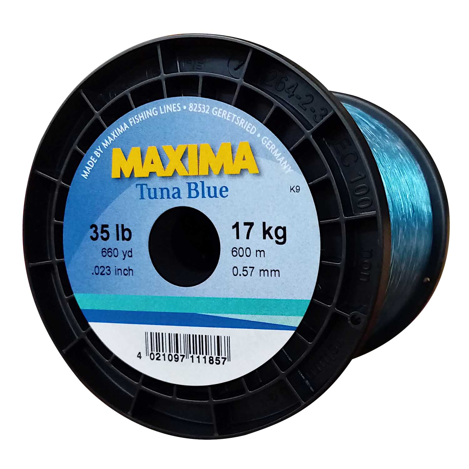 Maxima Nylon Fishing Line 17KG/35LB .57MM Colour Tuna Blue 600m