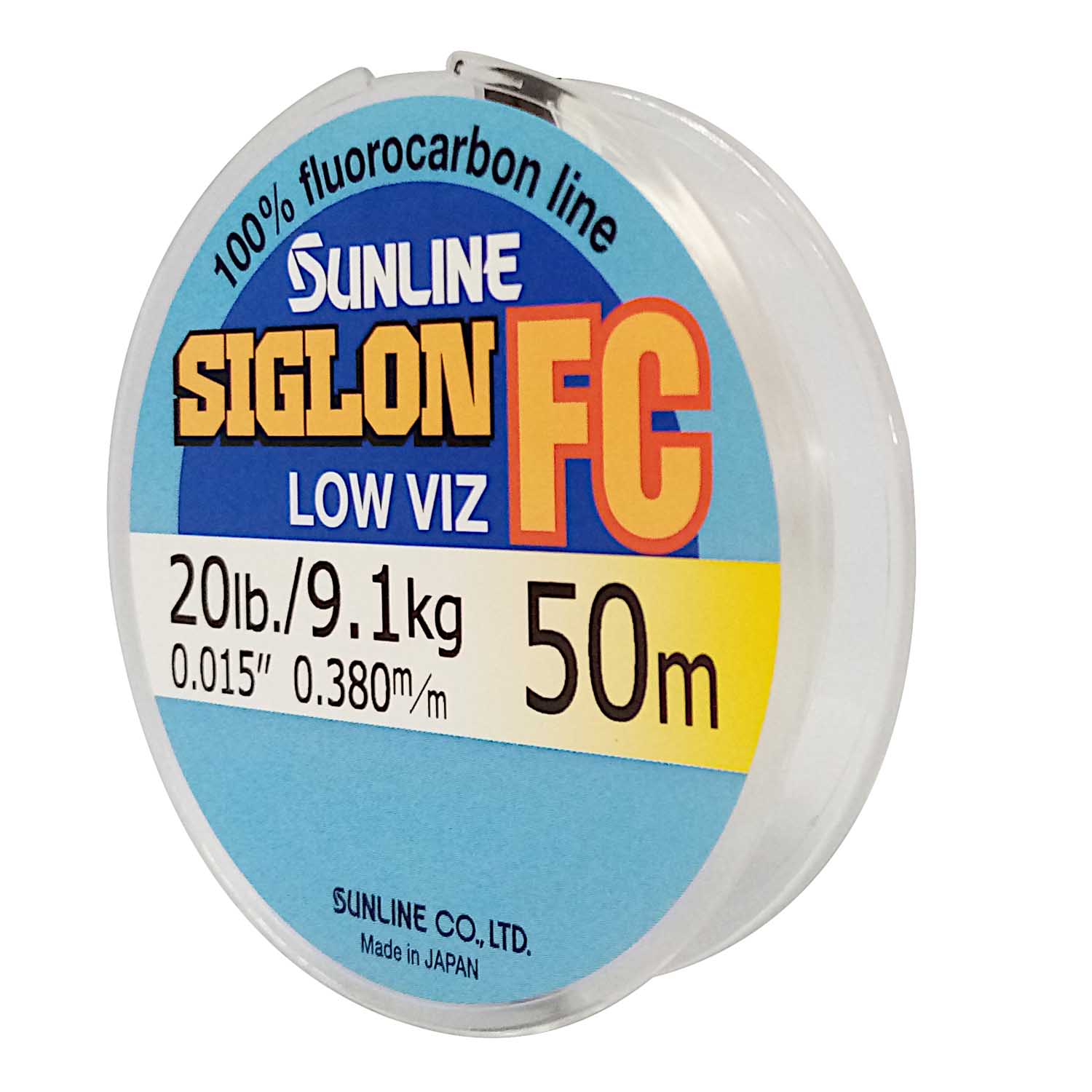 Siglon Fluorocarbon Leader Fishing Line 9.1KG/20Lb .38MM Colour Clear 50m  Spool - Showspace
