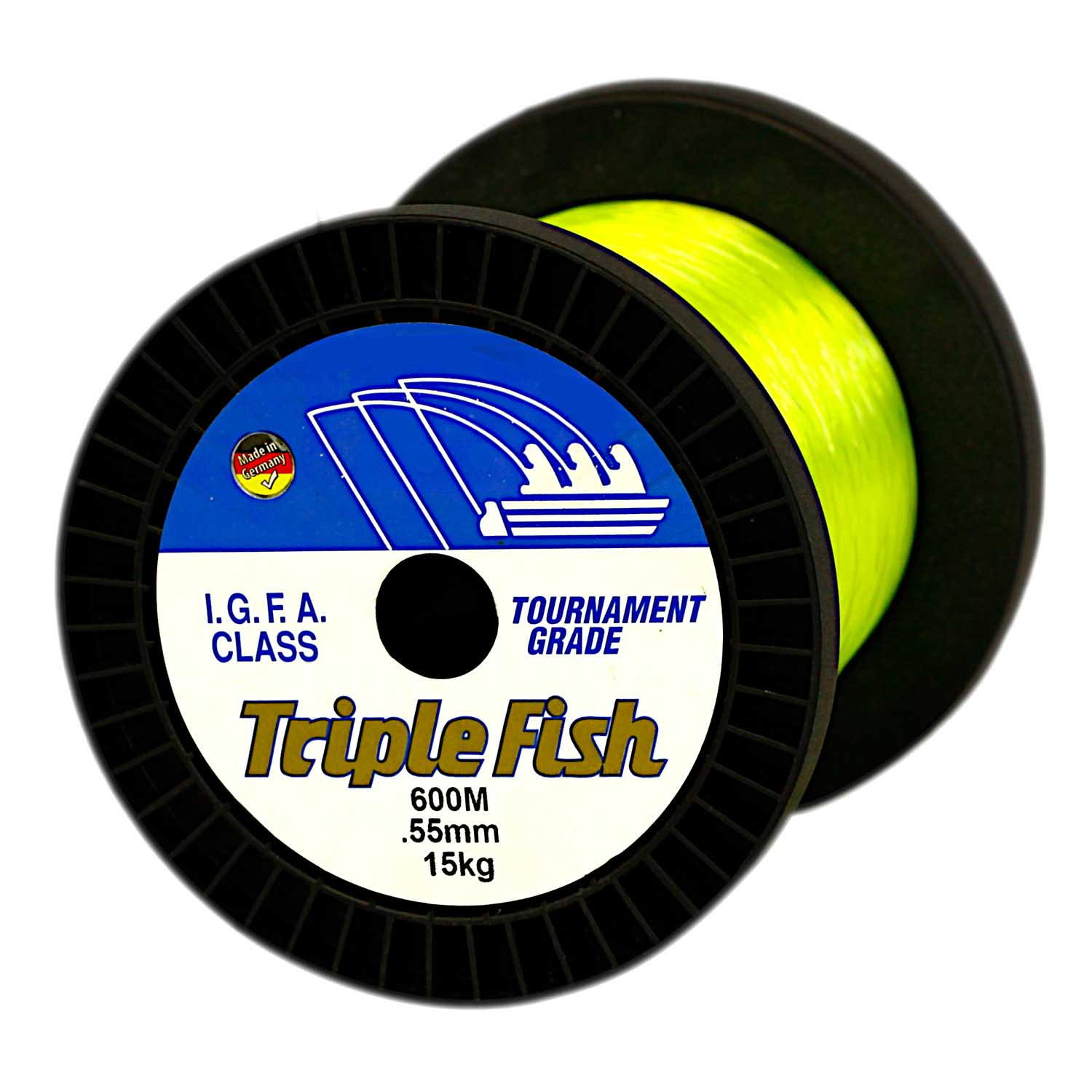 Triple Fish IGFA Nylon Fishing Line 15KG 0.55MM, Colour Yellow, 600M Spool