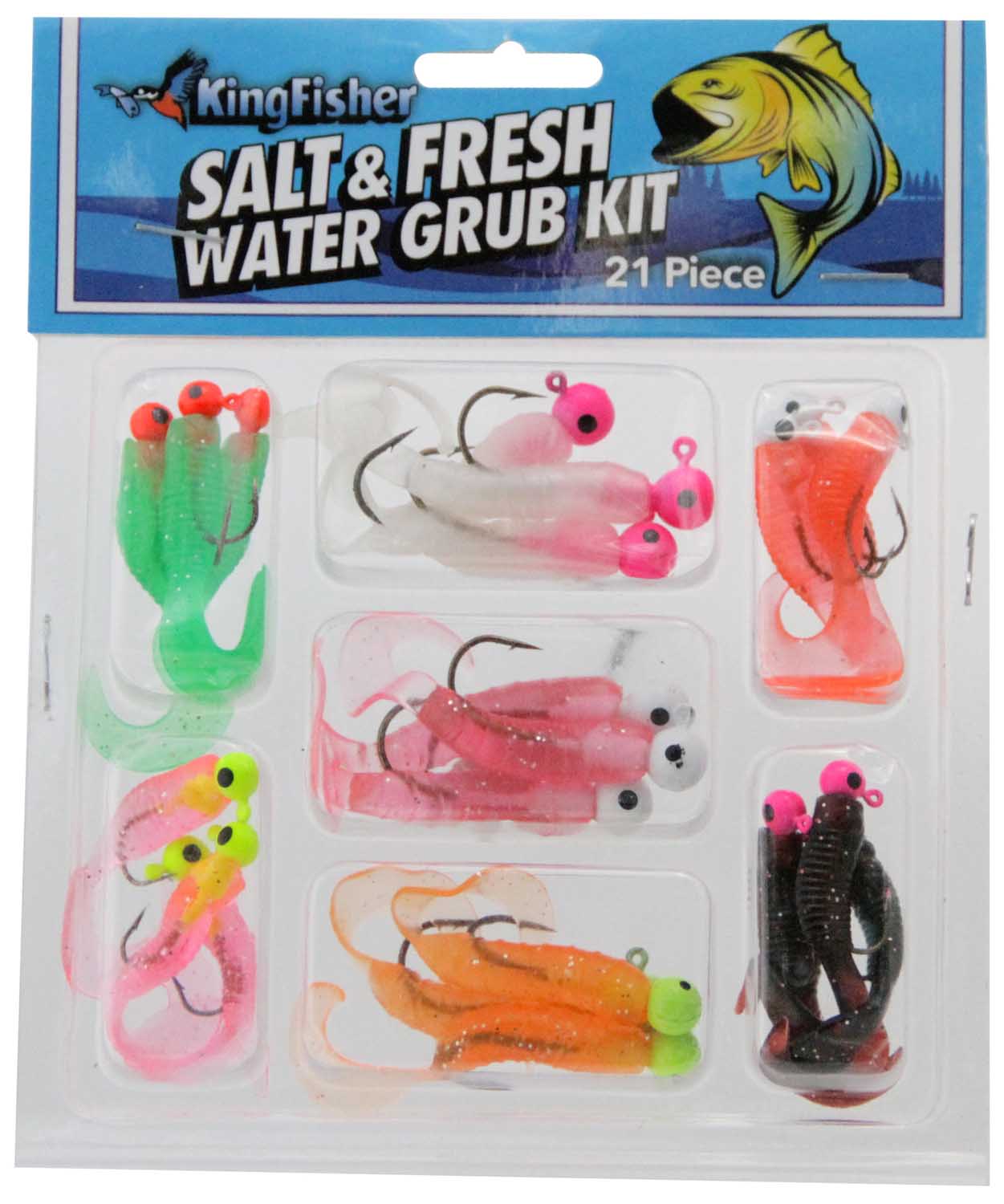 Salt & Fresh Water 21 Piece Fishing Grub Kit - Showspace