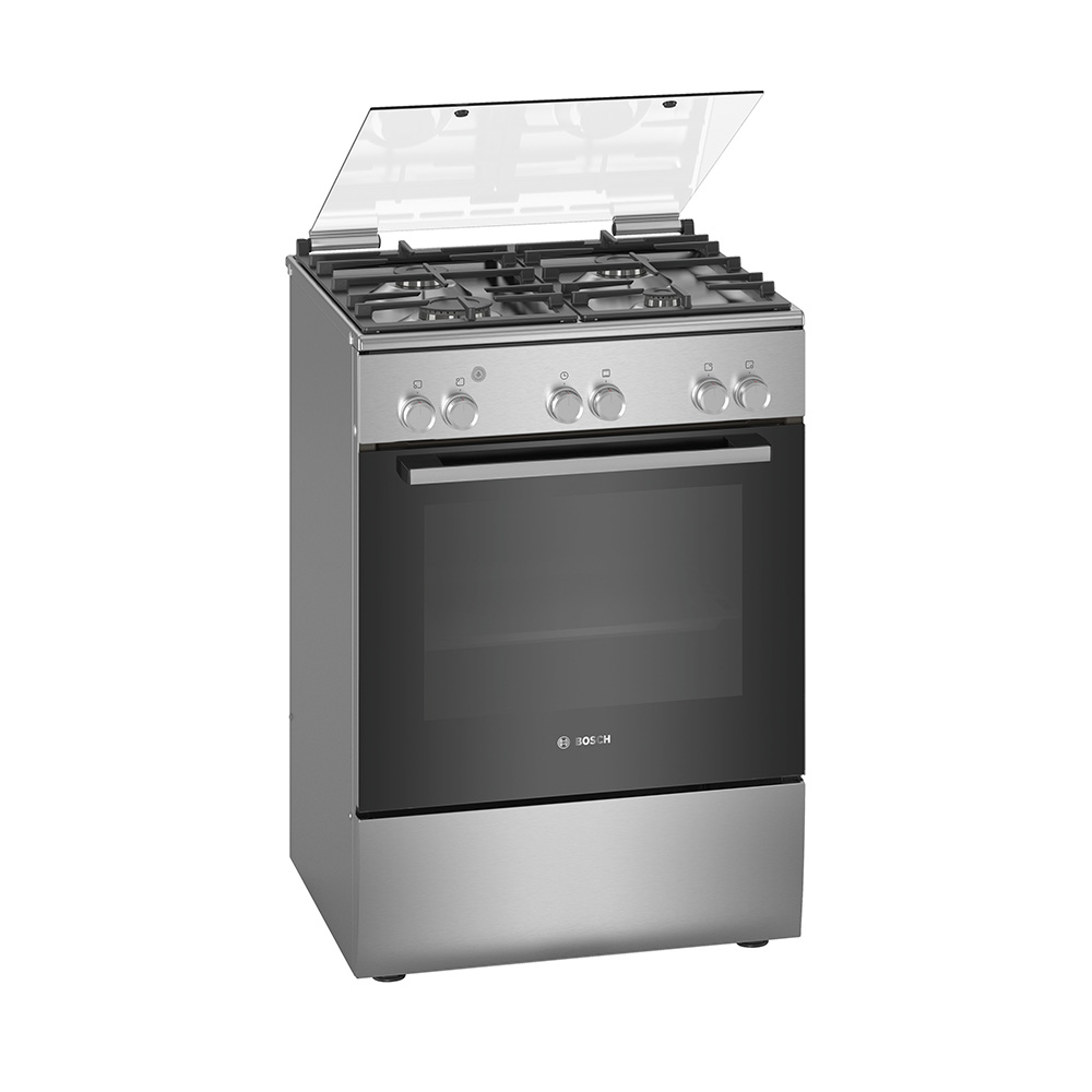 Bosch Serie 2 - 60cm Freestanding Gas / Gas Cooker Stainless Steel ...