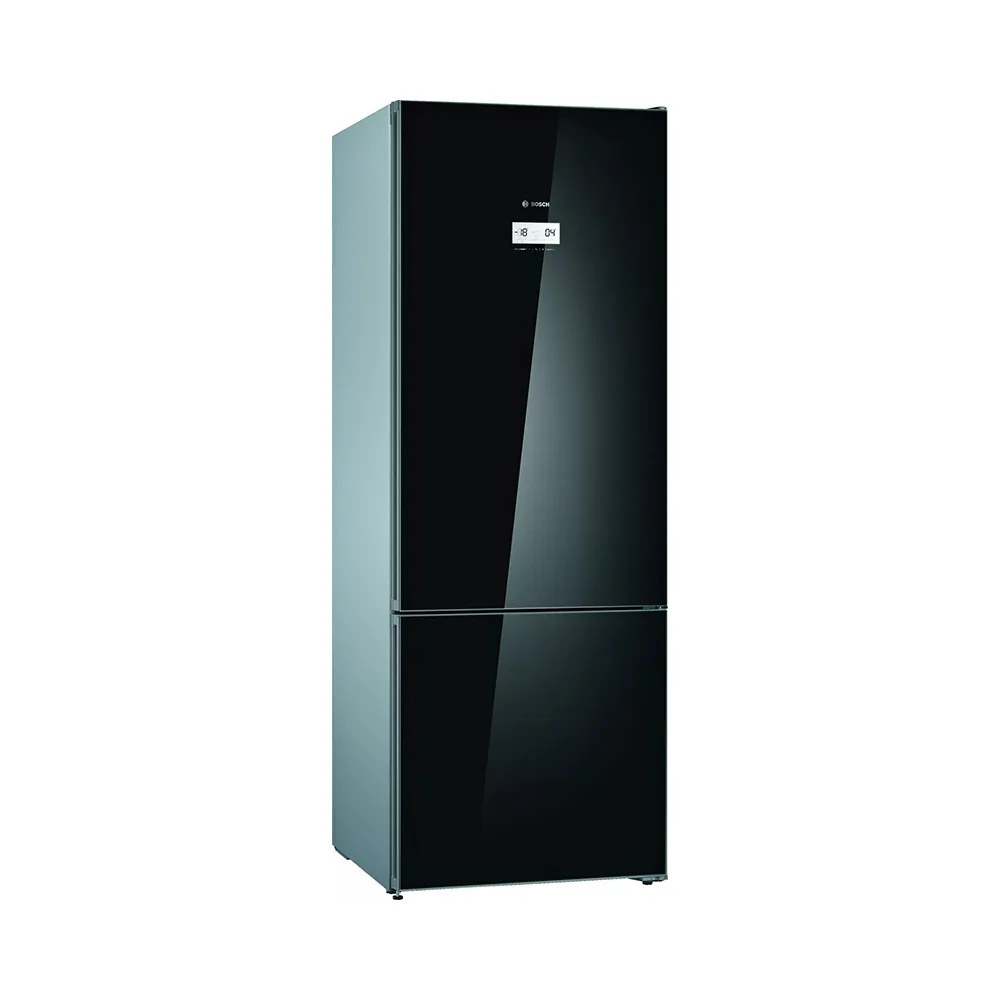 Bosch Serie 6 Fridge – 505 Litre No-Frost Bottom Freezer Combination Glass Doors Black Side Panels Steel Look