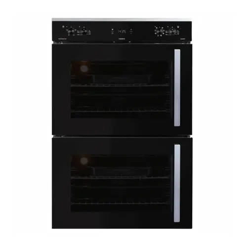 Defy 184L Gemini Gourmet Multifunction Double Oven Black Glass DBO467