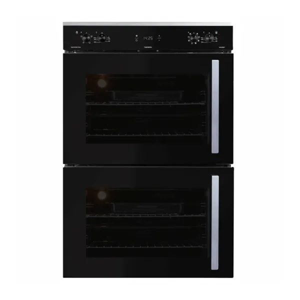 Defy 184L Gemini Gourmet Multifunction Double Oven Black Glass DBO467