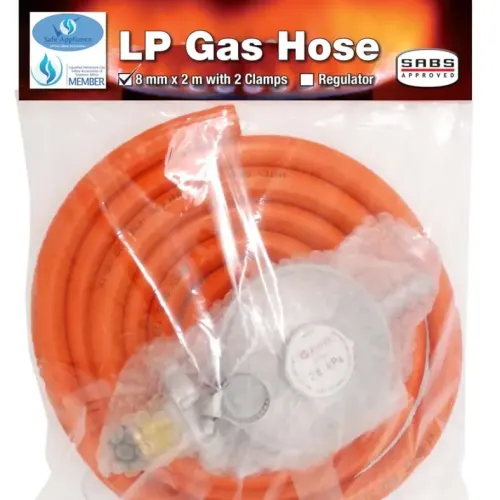 2m Lpg Gas Hose + Reg & Clamps