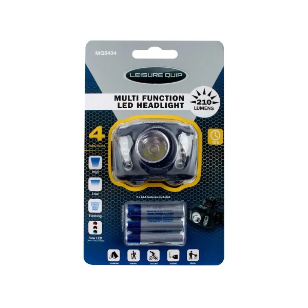 Multi Function Led Headlight 210 Lumens  Includes 3 X Aaa Batteries – Colour = Black