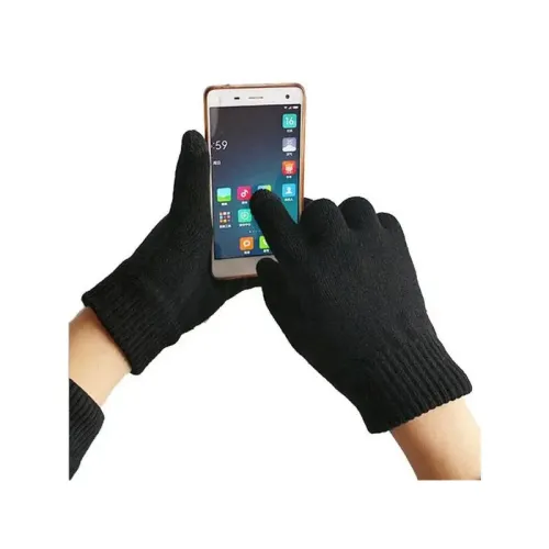 Tuff-Luv Three Finger Touch Screen Woolen Gloves - Black - Image 1