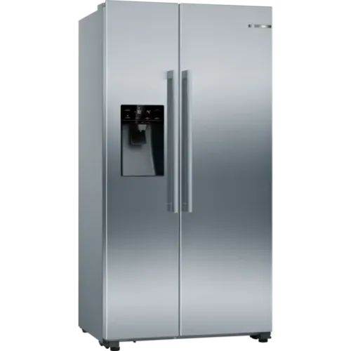 SERIE 4 533 LITRE NO-FROSTm SIDE BY SIDE FRIDGE/FREEZER WITH INTEGRATED WATER AND ICE DISPENSER DOOR PANELS INOX EASYCLEA