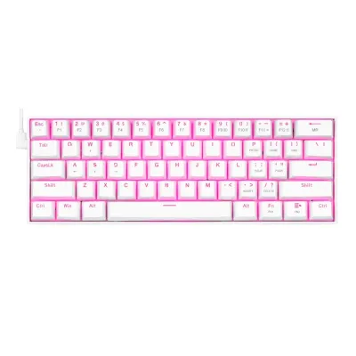 REDRAGON DRAGONBORN Wired Mechanical Keyboard Red LED 67Key Design - White - Image 1