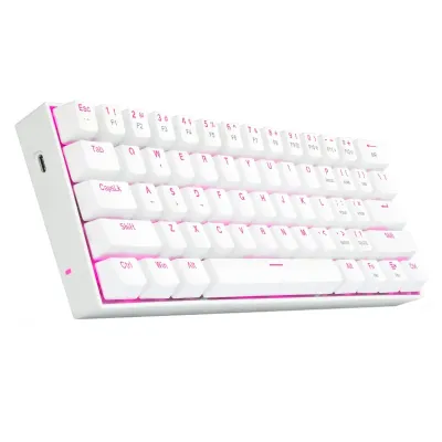 REDRAGON DRAGONBORN Wired Mechanical Keyboard Red LED 67Key Design - White - Image 3