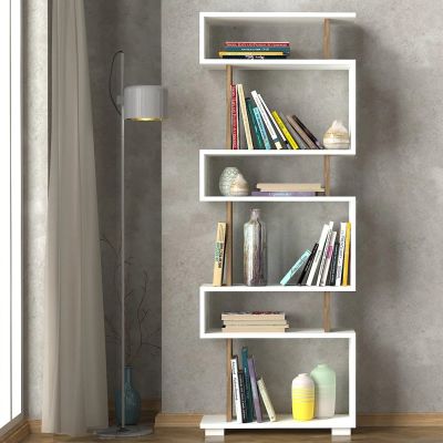 Armoire Blok Bookcase White Walnut - Image 1